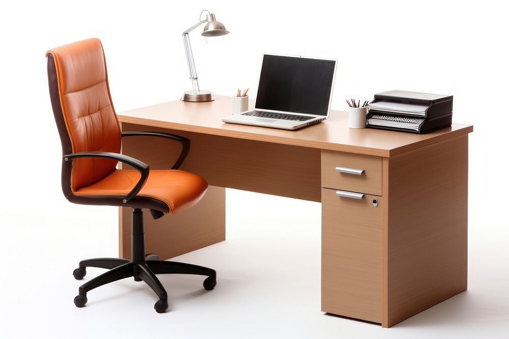 Office table furniture computer chair. 