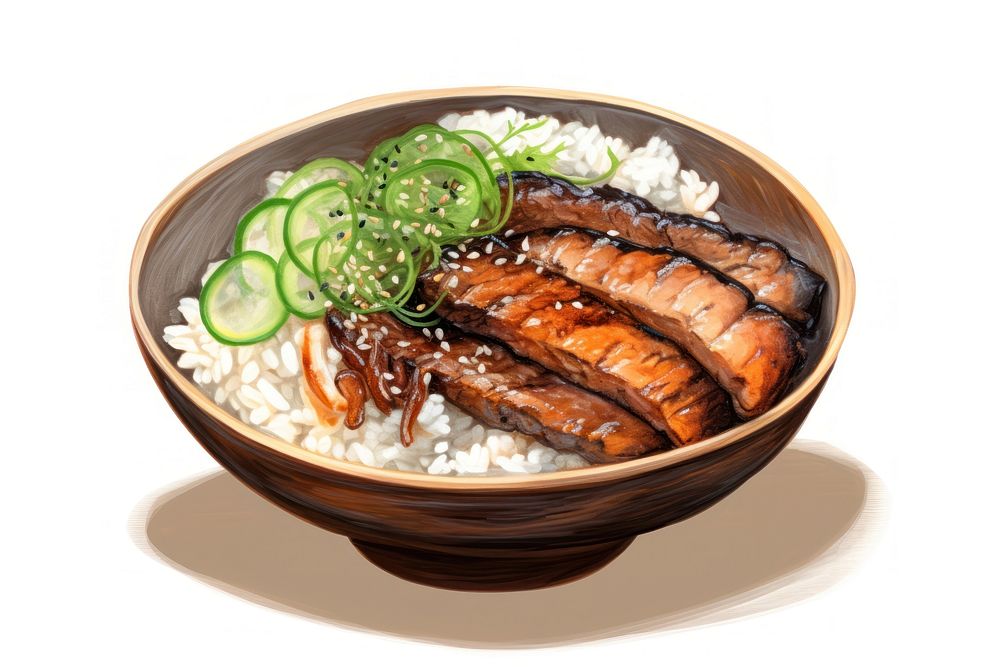 Bowl unagi meat meal. AI generated Image by rawpixel.