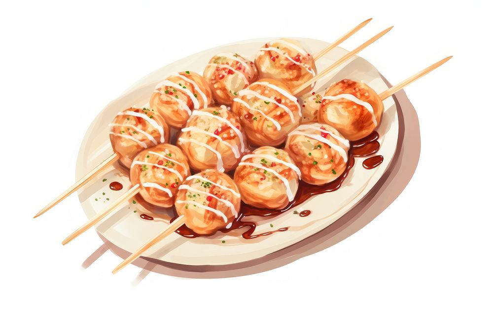 Takoyaki chopsticks plate food. AI generated Image by rawpixel.