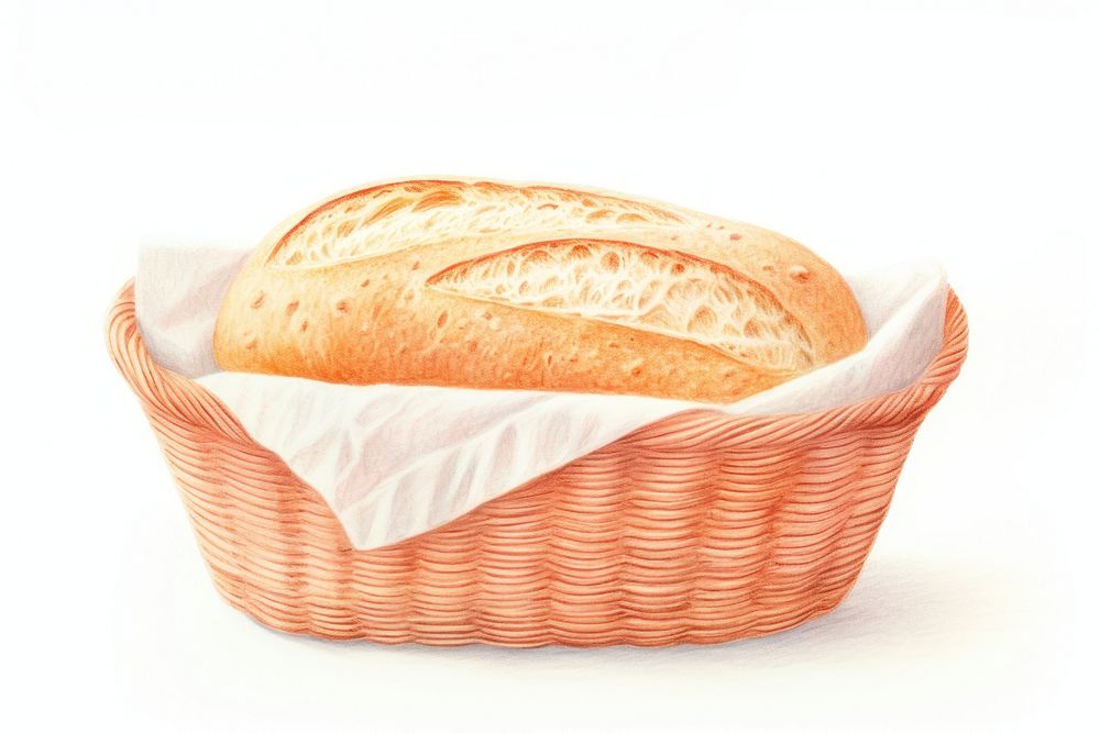 Bread busket basket food white background. AI generated Image by rawpixel.