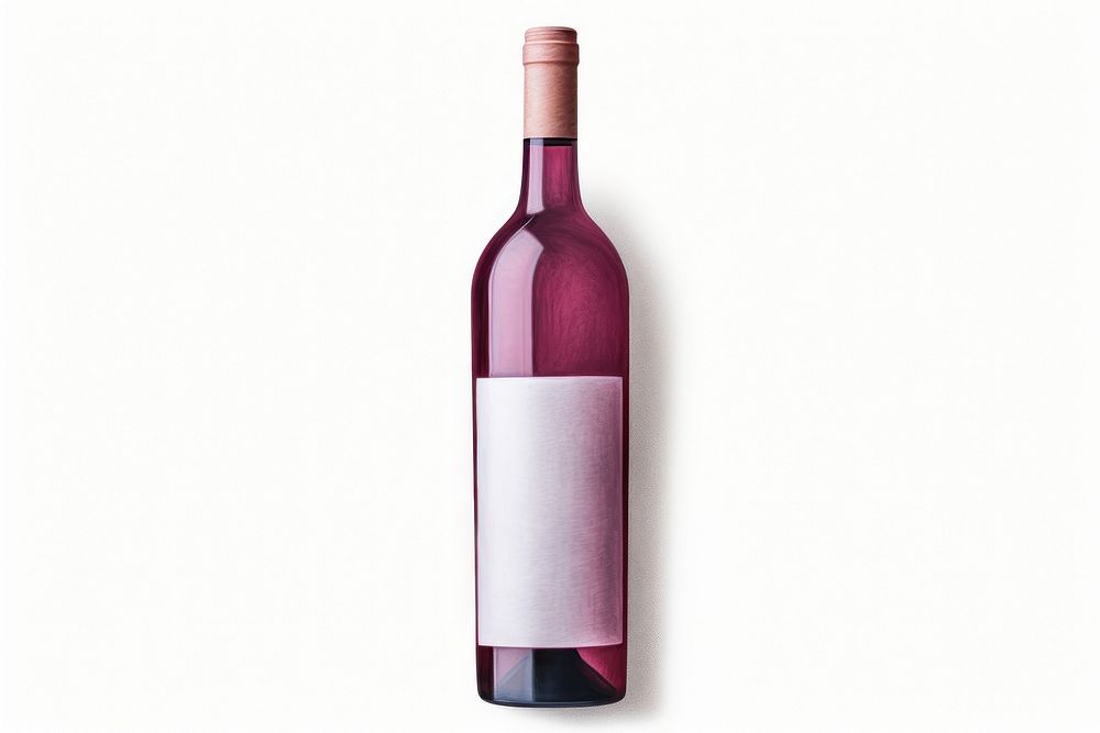 Wine bottle drink red white background. AI generated Image by rawpixel.