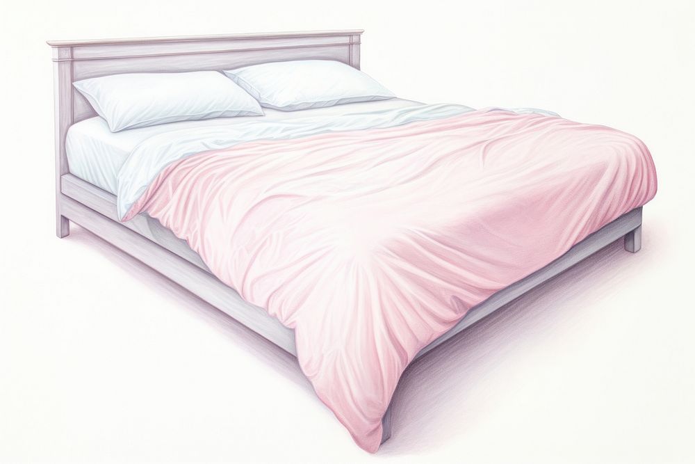 Bed furniture drawing white background. AI generated Image by rawpixel.