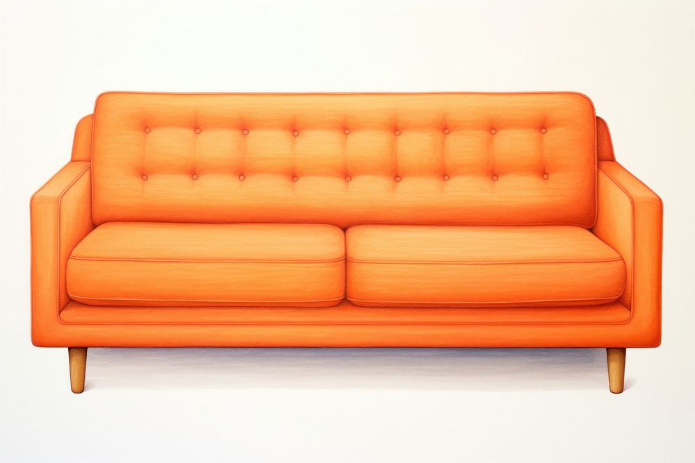 Luxury orange sofa furniture red white background. AI generated Image by rawpixel.