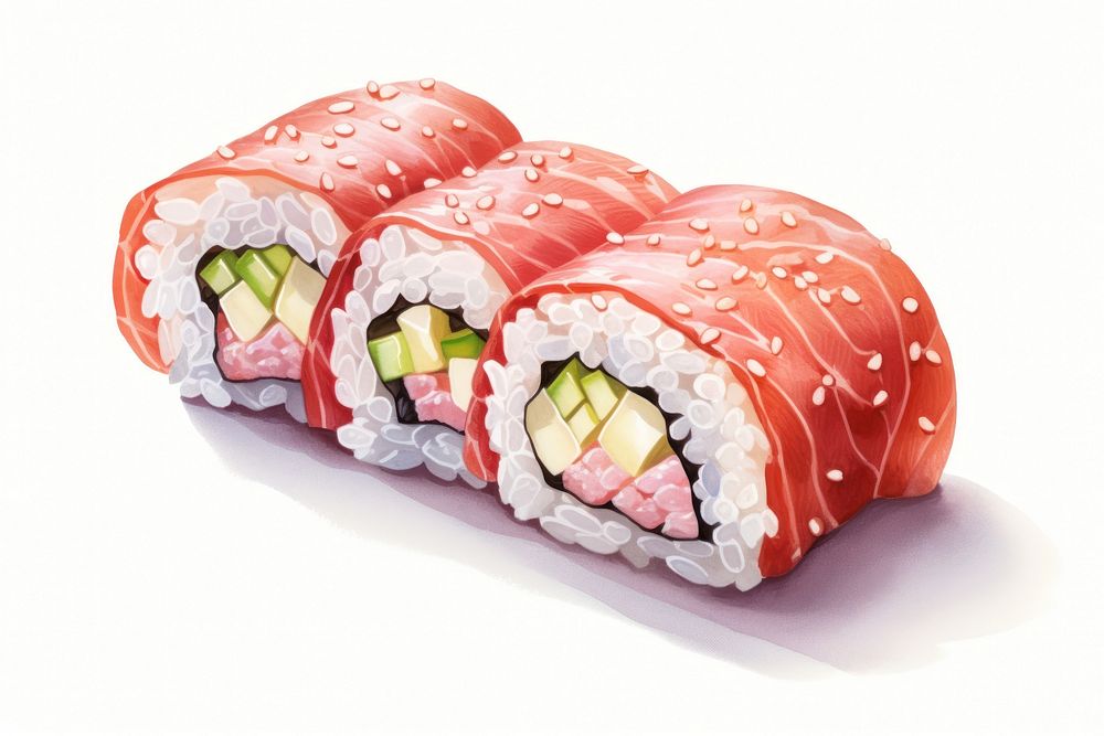 Tuna Sushi Roll sushi food rice. AI generated Image by rawpixel.