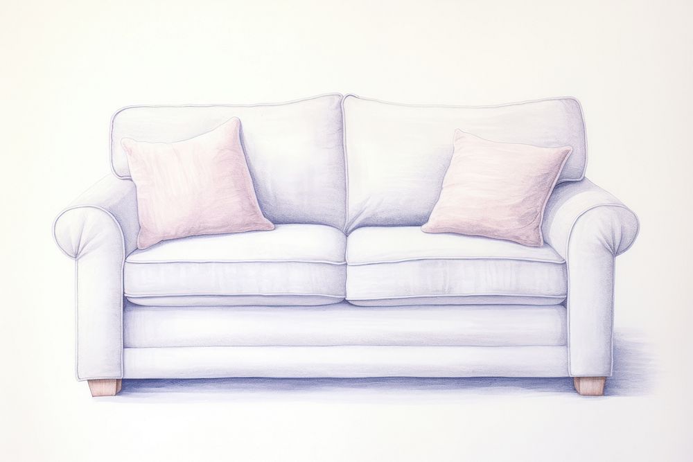 Sofa furniture cushion drawing. AI generated Image by rawpixel.