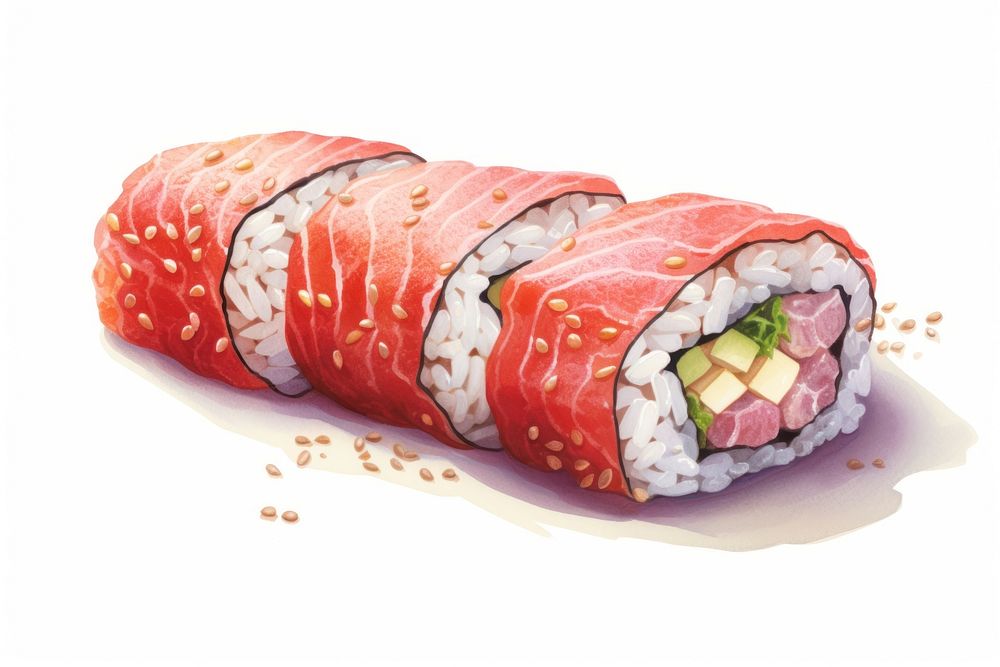 Tuna Sushi Roll sushi meat food. AI generated Image by rawpixel.