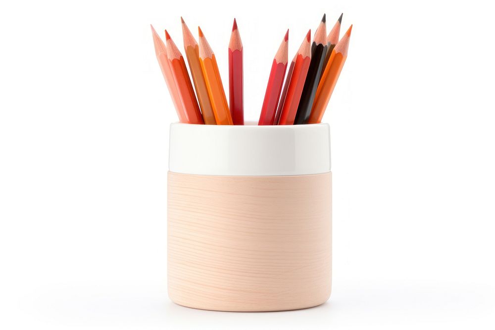 Pencil pot white background creativity container. AI generated Image by rawpixel.