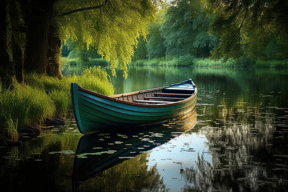 Rowboat outdoors vehicle nature. AI generated Image by rawpixel.