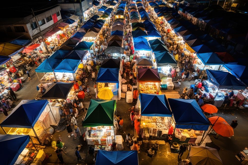 Night Market market bazaar night. AI generated Image by rawpixel.