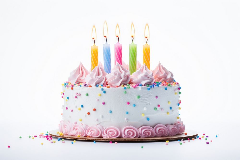 Cake birthday dessert candle. AI generated Image by rawpixel.