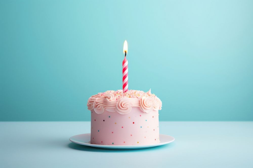 Candle cake birthday dessert. AI generated Image by rawpixel.