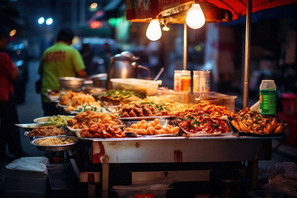 Street food meal architecture smörgåsbord. AI generated Image by rawpixel.