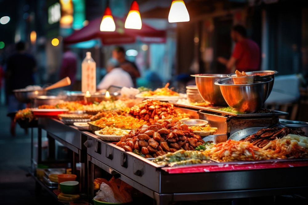 Street food restaurant buffet meal. AI generated Image by rawpixel.