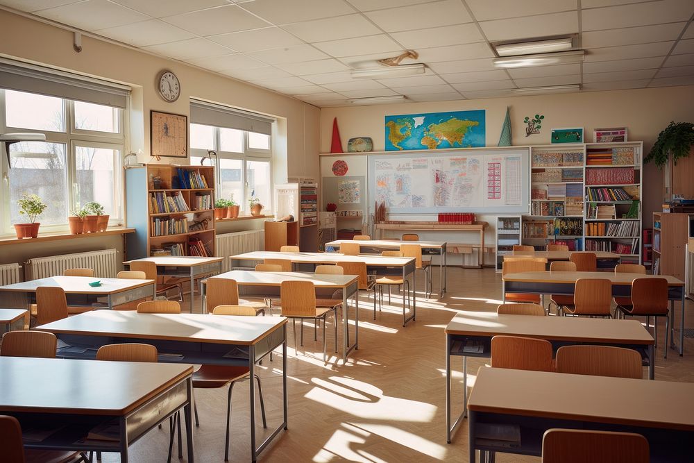 Classroom school architecture furniture. 