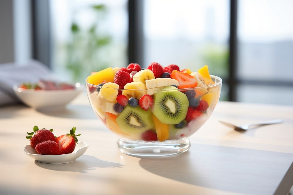 Fresh fruit salad bowl dessert table. 