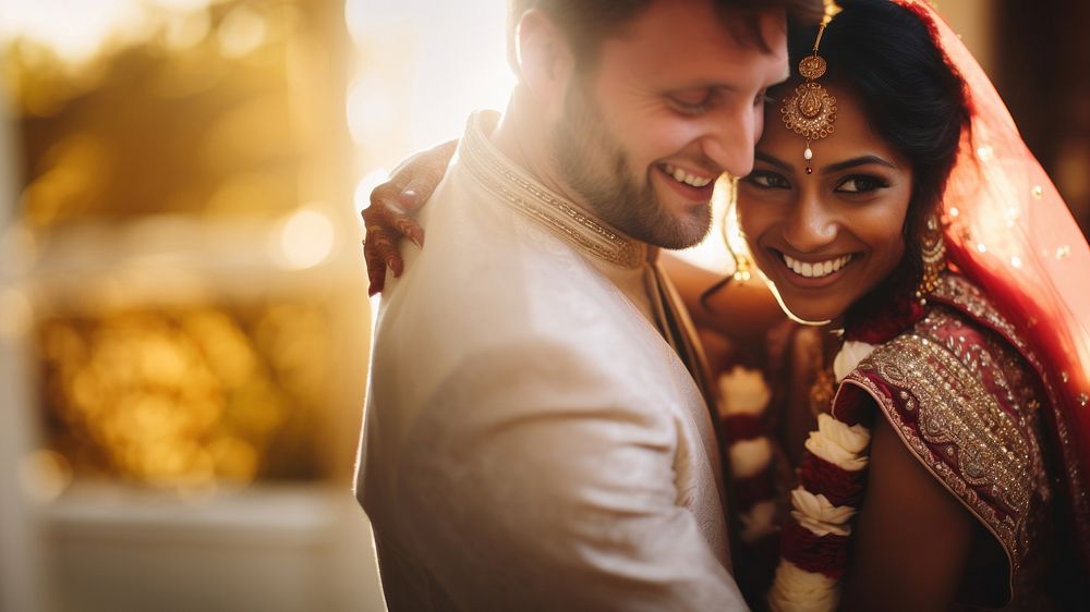 Indian wedding adult bride happy. 