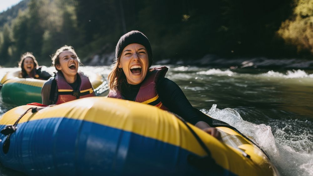 Lifejacket laughing vehicle tubing. 