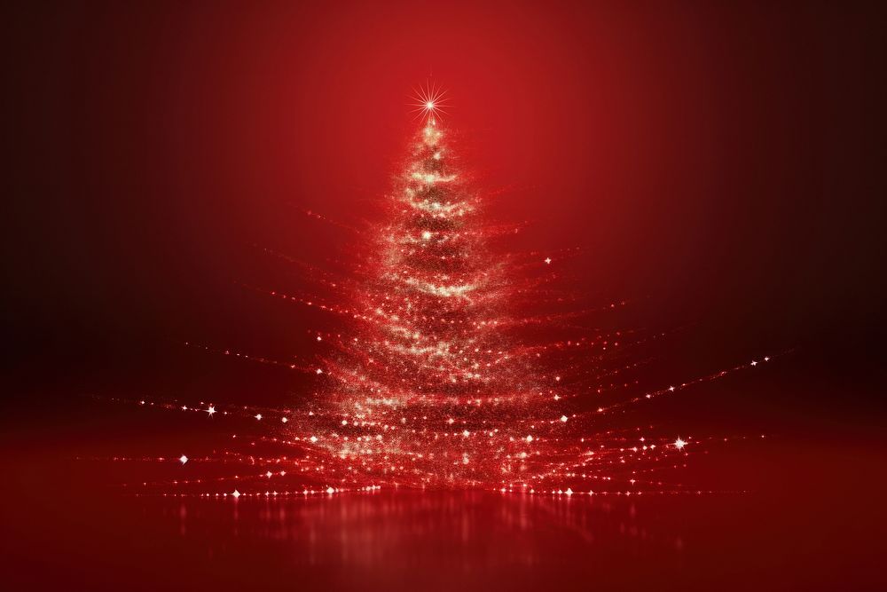 Sparkling christmas tree backgrounds light red. AI generated Image by rawpixel.