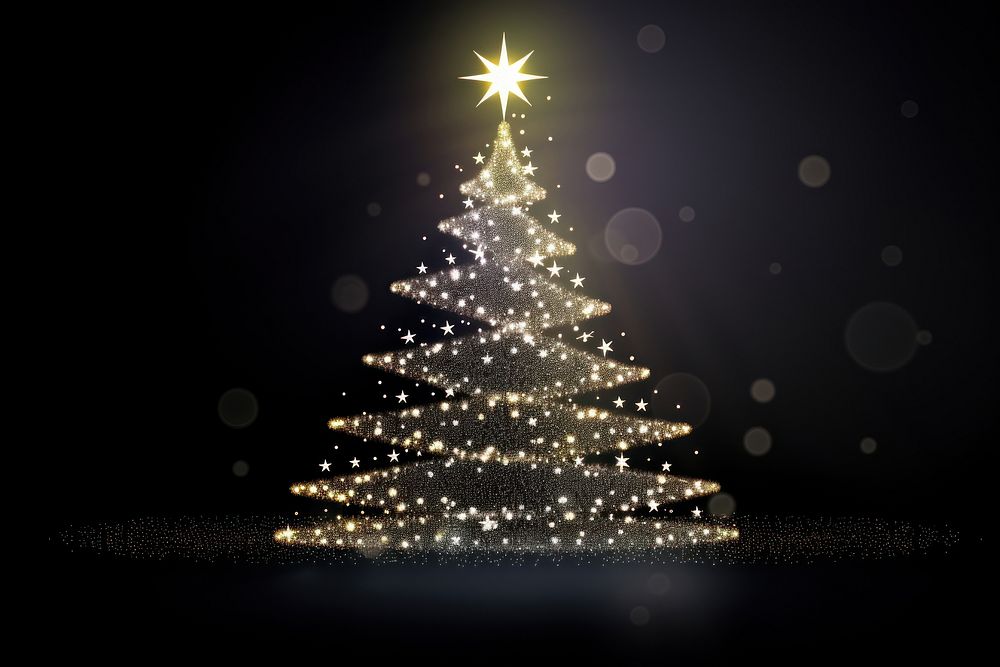 Sparkling christmas tree light night illuminated. AI generated Image by rawpixel.