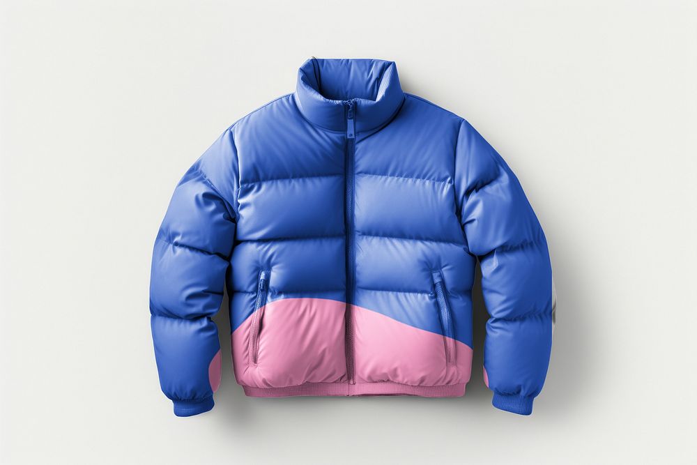 Blue puffer jacket, winter apparel