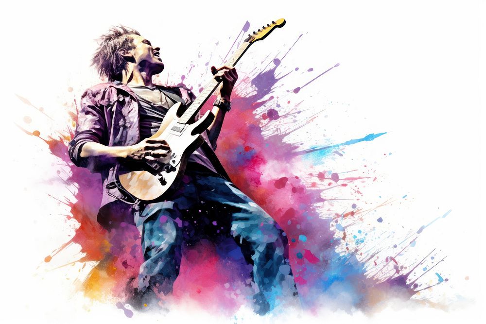 Rockstar man concert musician guitar. AI generated Image by rawpixel.