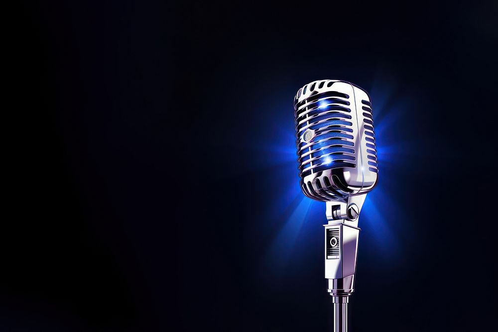 Retro Microphone microphone technology performer. AI generated Image by rawpixel.