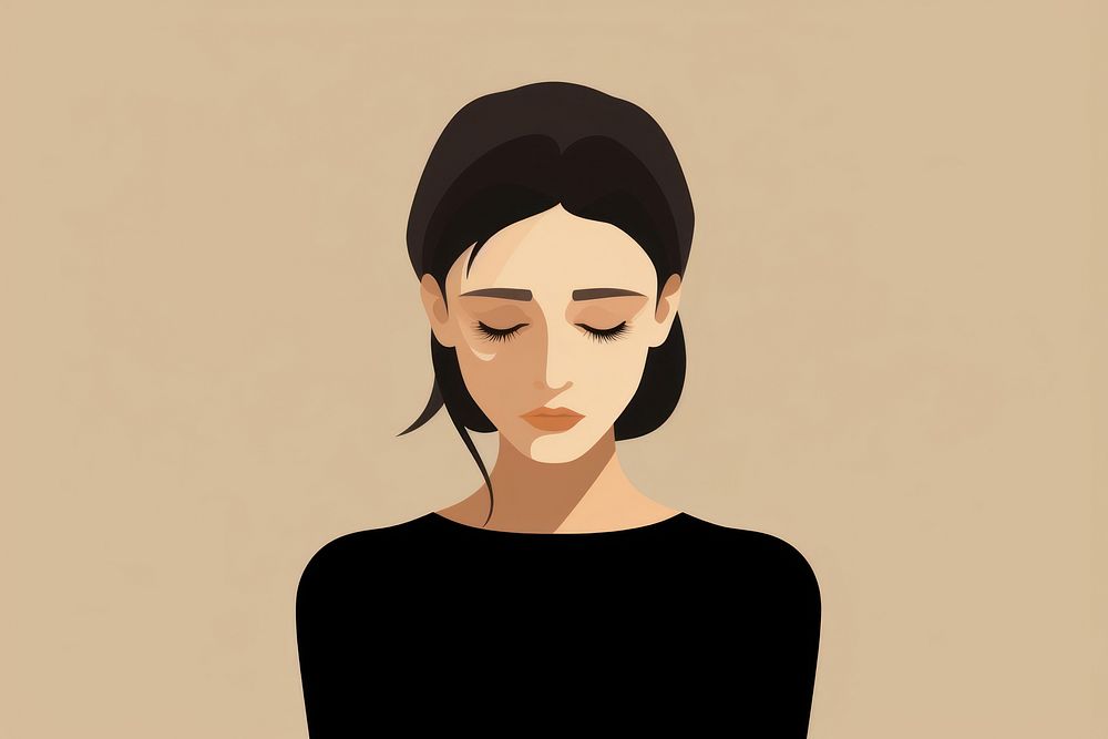 Sad woman portrait drawing sketch. AI generated Image by rawpixel.