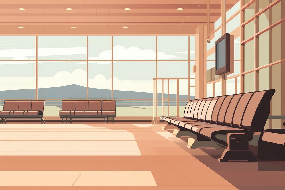 Airport architecture furniture building. AI generated Image by rawpixel.