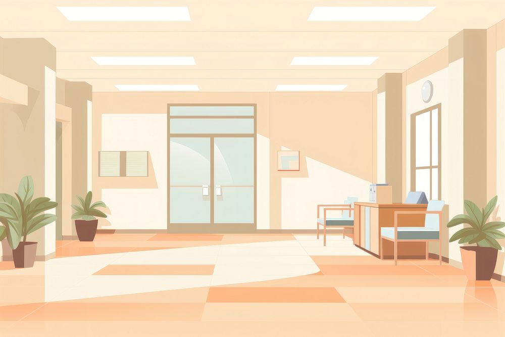 Hospital architecture furniture flooring. AI generated Image by rawpixel.