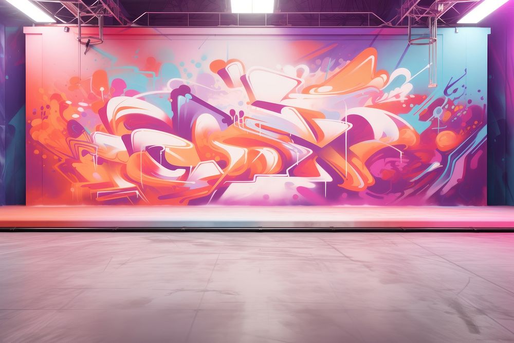 Graffiti painting stage wall. 