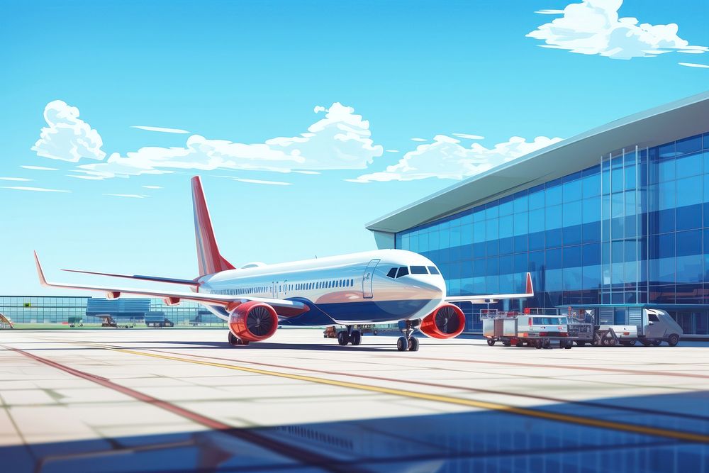 Airport aircraft airplane airliner. AI generated Image by rawpixel.