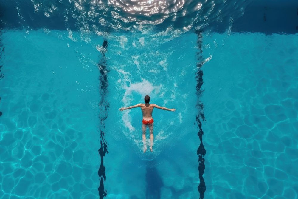 Swimmer swims swimming recreation swimwear. AI generated Image by rawpixel.