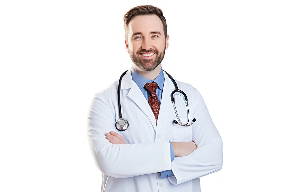 Male doctor adult white background stethoscope. 