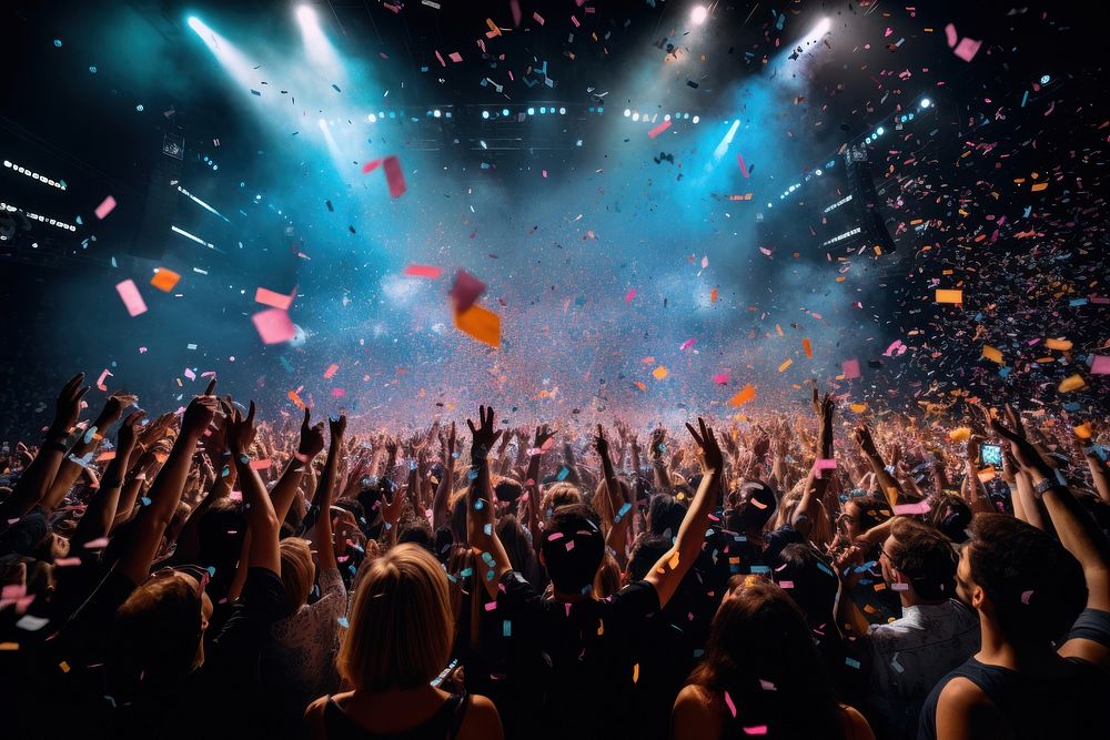 Concert nightlife confetti adult. AI generated Image by rawpixel.