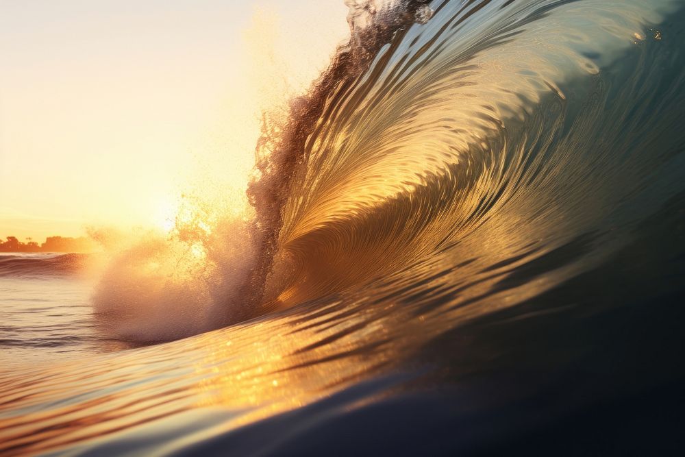 Ocean wave outdoors nature sunset. 