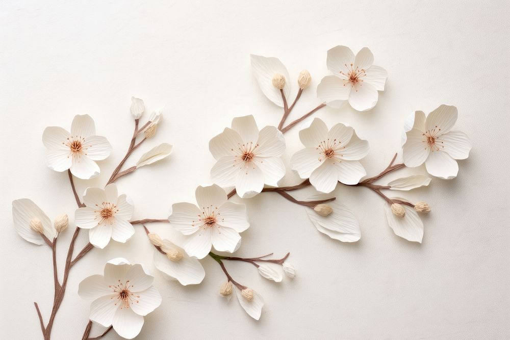 White cherry blossom flower petal plant. AI generated Image by rawpixel.