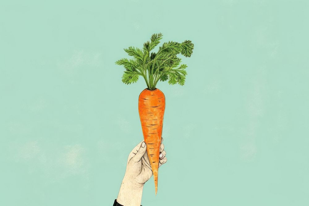 Hand holding carrots vegetable plant food. 