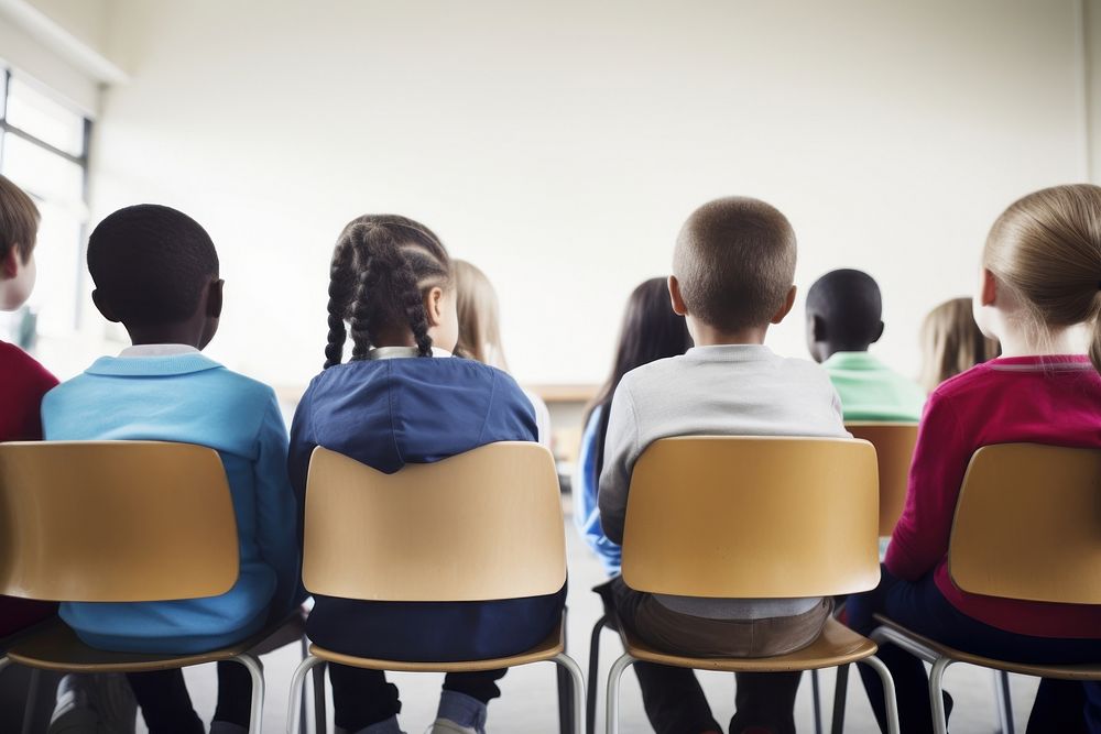 Elementary student school kids classroom sitting adult. AI generated Image by rawpixel.