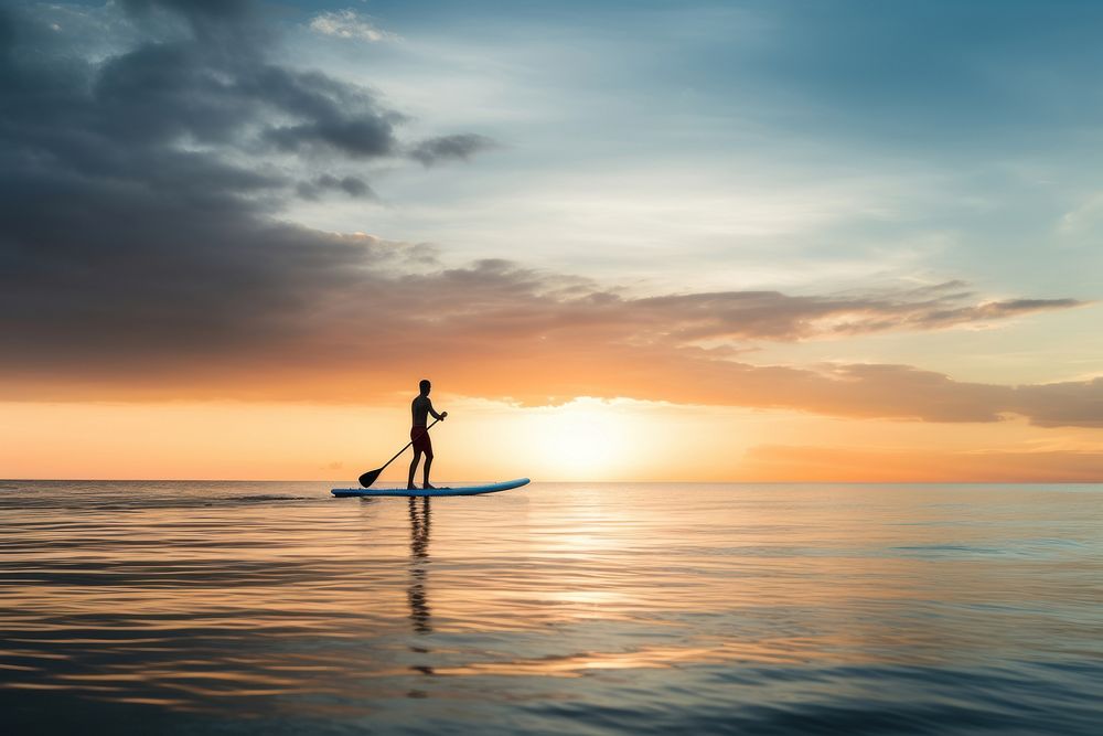 Paddle board paddle ocean oars. AI generated Image by rawpixel.