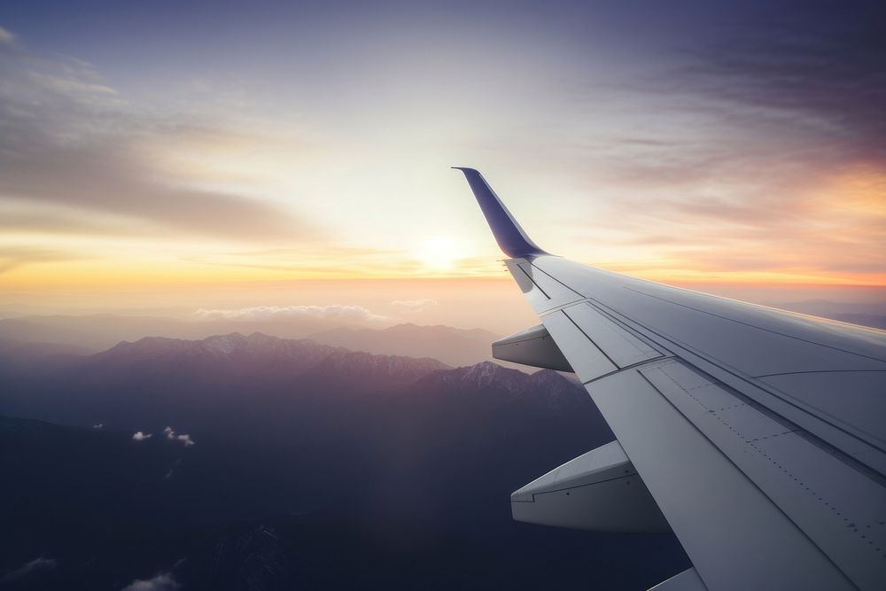 Airplane window sky aircraft outdoors. AI generated Image by rawpixel.