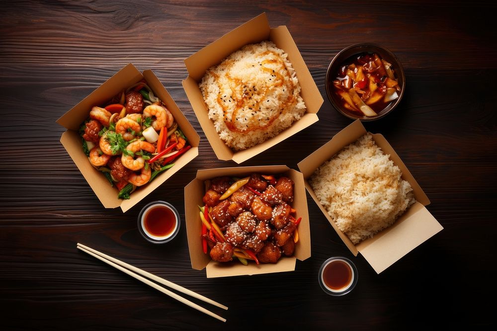 Chinese take-out food chopsticks meat xiaolongbao. 