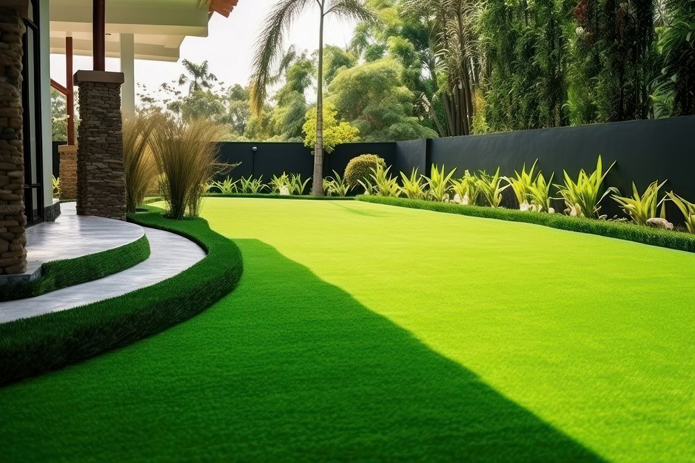Garden home grass architecture landscaping. AI generated Image by rawpixel.