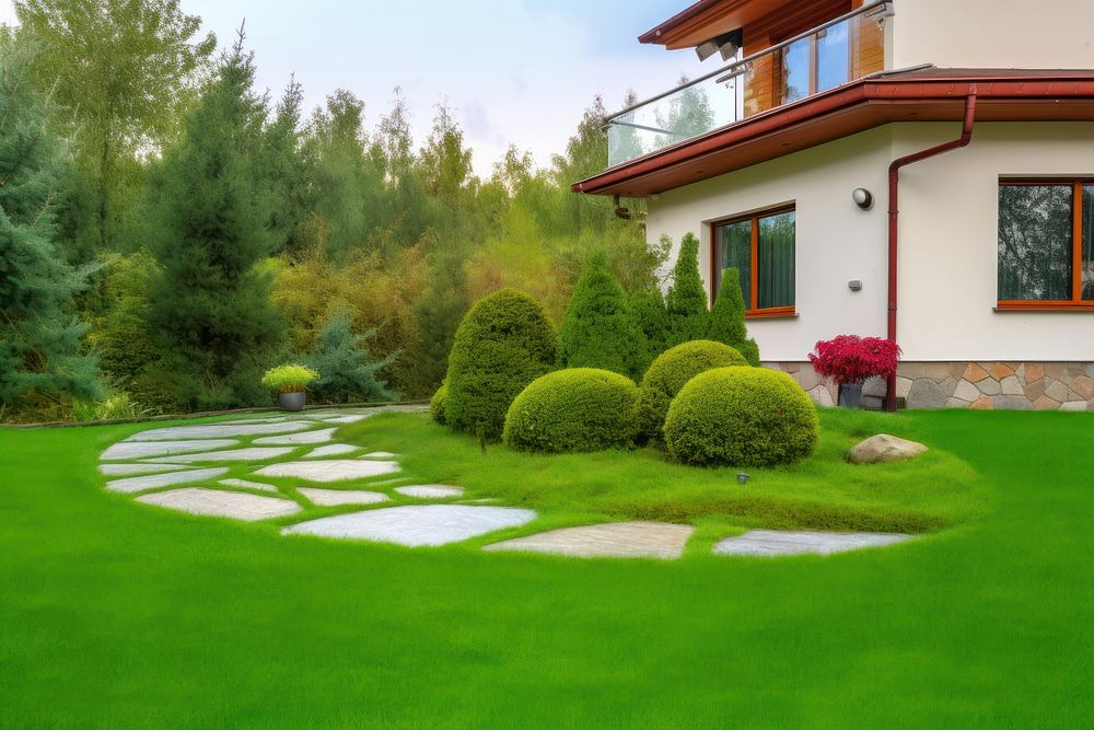 Garden home grass architecture landscaping. 