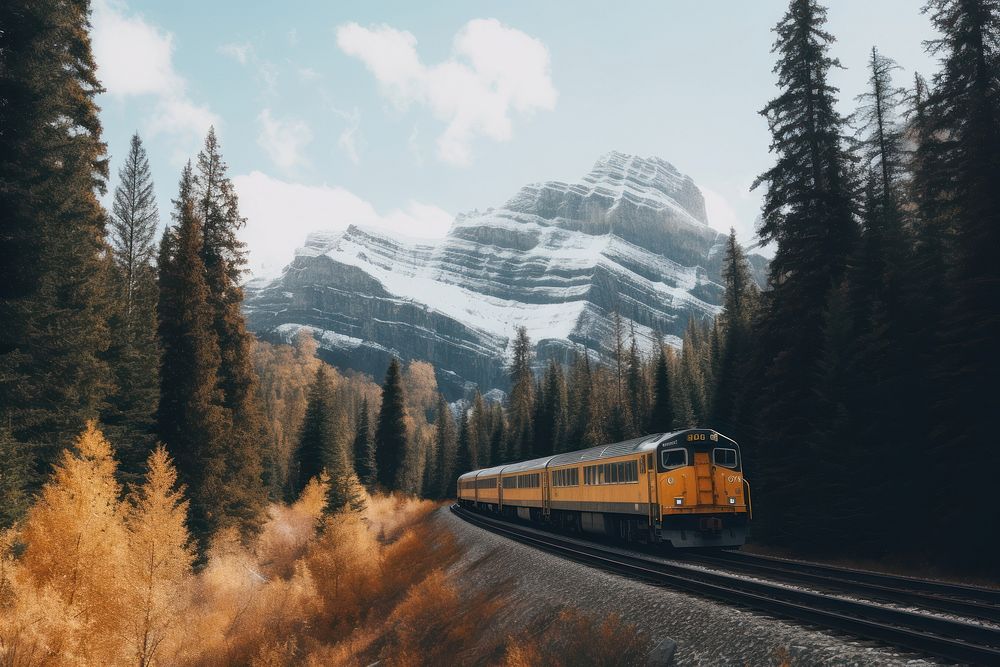 Train train mountain outdoors. AI generated Image by rawpixel.