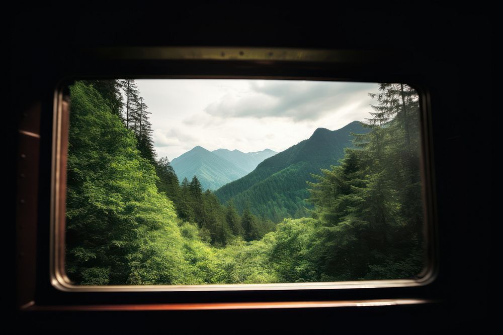 Train forest mountain outdoors. AI generated Image by rawpixel.