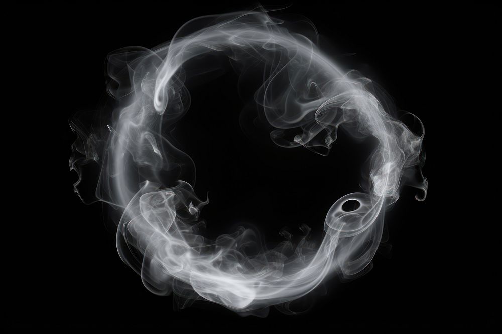 Smoke ring circle black black background. 