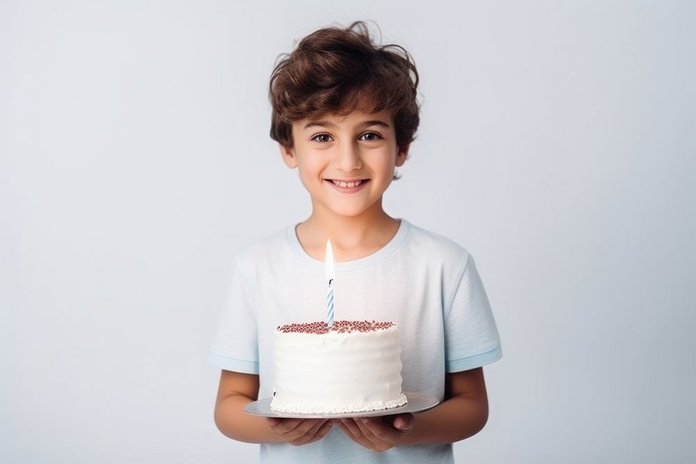 Kid boy happy momen birthday portrait dessert candle. AI generated Image by rawpixel.