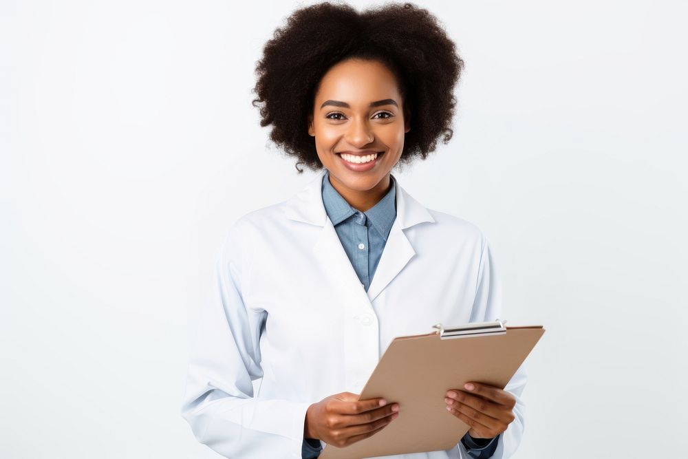 Black woman doctor adult white background stethoscope. AI generated Image by rawpixel.