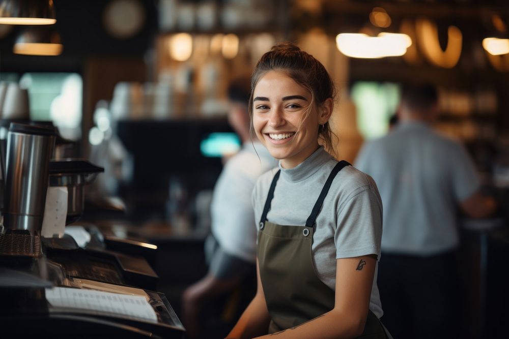 Young female worker restaurant working adult. AI generated Image by rawpixel.