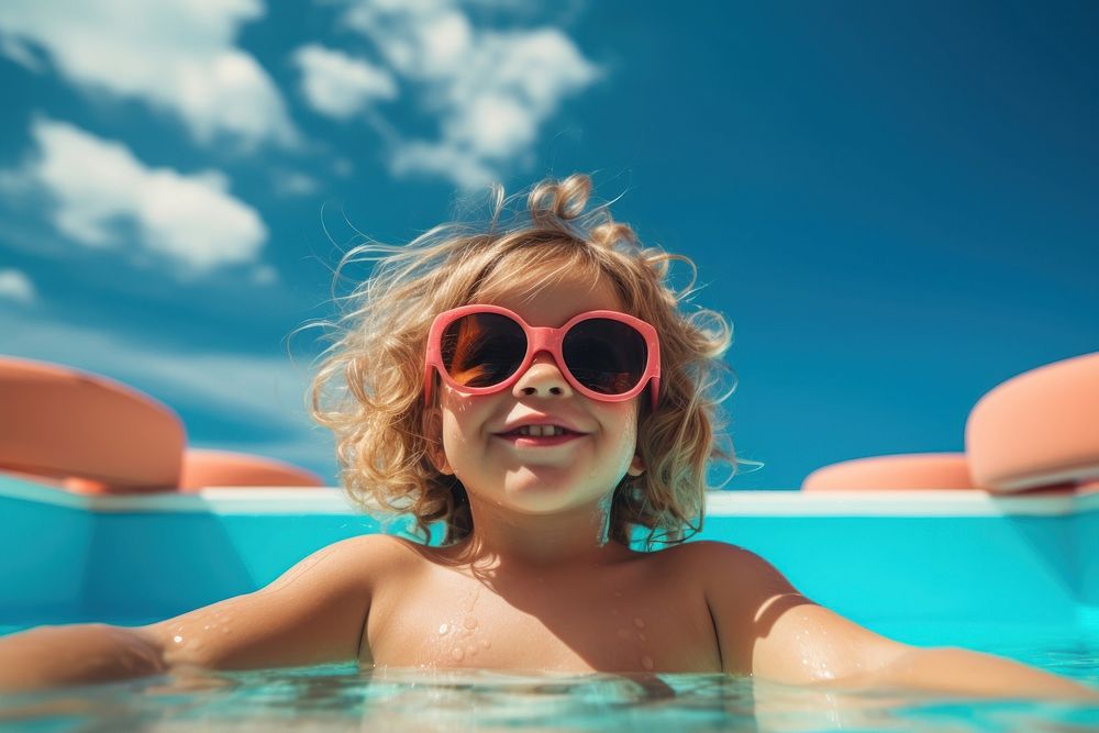 Sunglasses swimming portrait summer. AI generated Image by rawpixel.